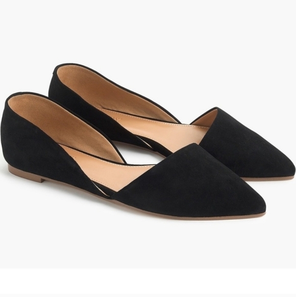 J. Crew Shoes - J. Crew D'orsay Suede Black Pointed Toe Flats Size 8